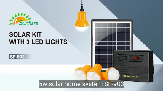 Equipos del panel solar 5W/10W con 3 bulbos de la PC y cargador móvil para la iluminación del hogar en apagado